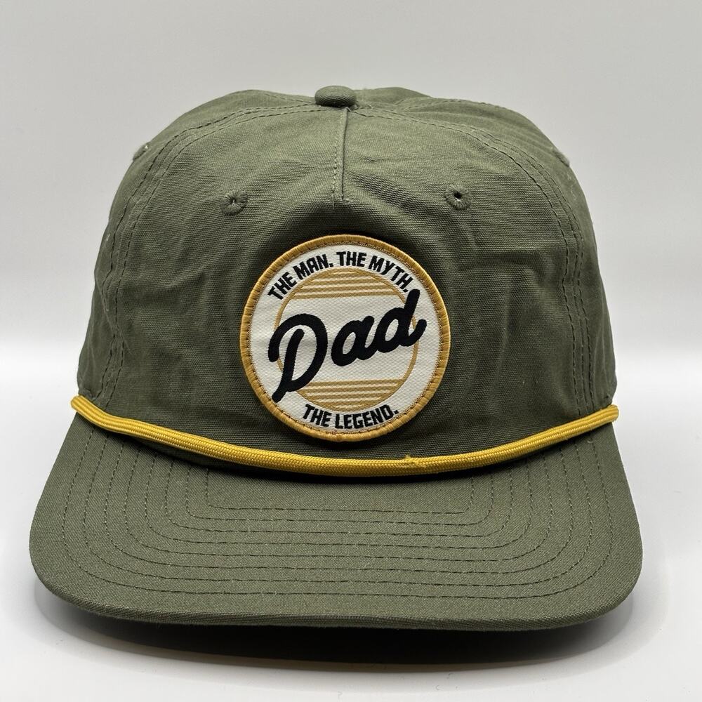 Dad The Man Myth Legend Hat Snapback Green Rope Patch Father Mad Engine One Size